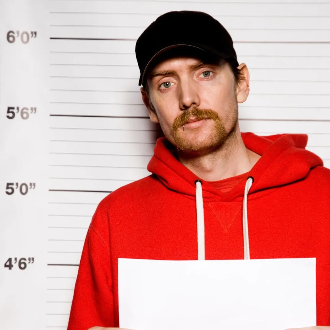 DJ Boogs in a red hoodie
