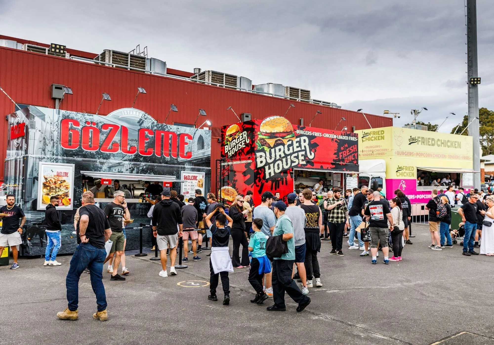 Food trucks and crowds at MotorEx